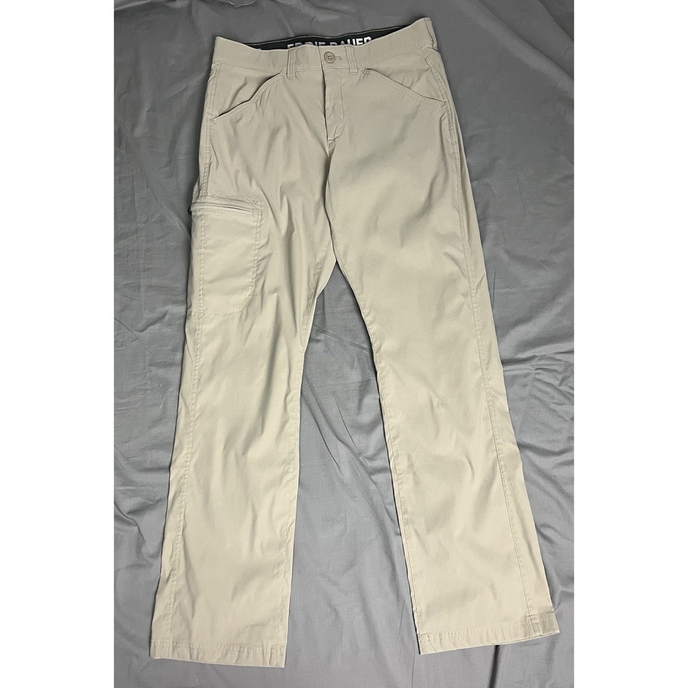Eddie Bauer Rainier Tech Pant Men's 32x32 Khaki Nylon Stretch Hiking